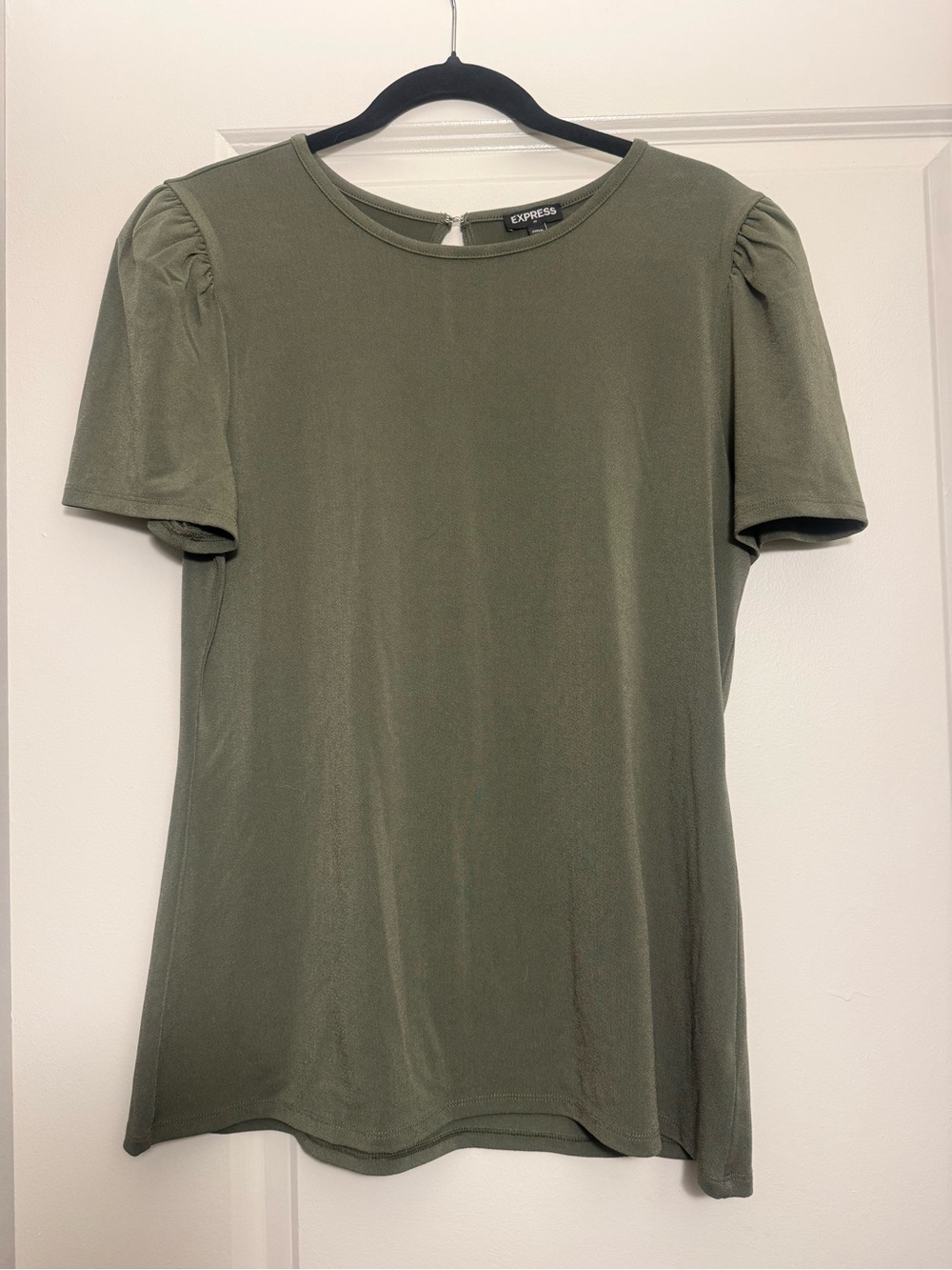 Express Olive Green Puff Sleeve Top